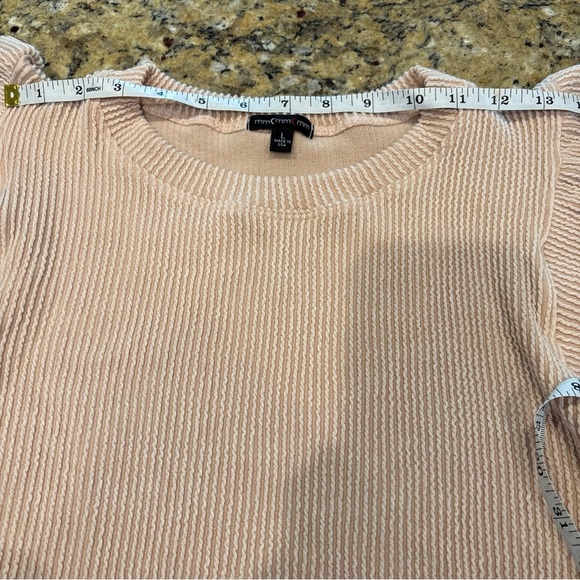 “MM MM MM” LG. PULL OVER TOP PEACH RIBBED DESIGN CAP SLEEVES USA “JUNIORS” NWT - Picture 11 of 13